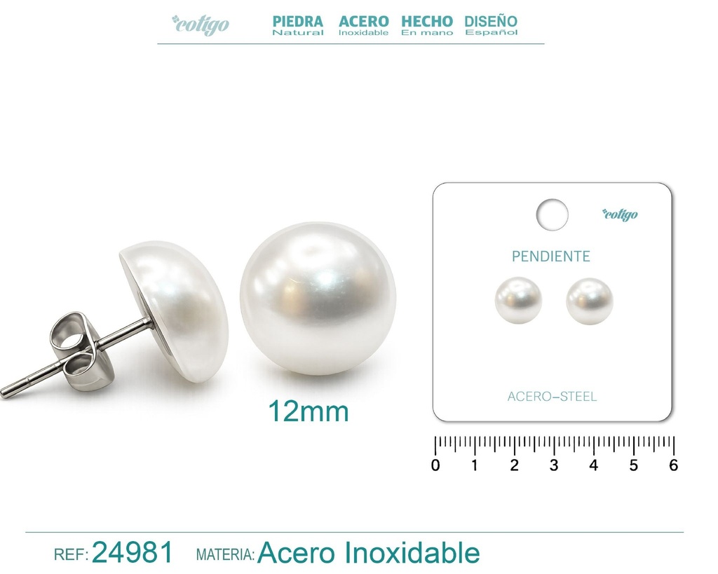 Pendiente de perla con accesorio de acero - Joyería y accesorios