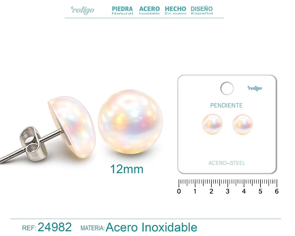 Pendiente de perla con accesorio de acero - Joyería y accesorios
