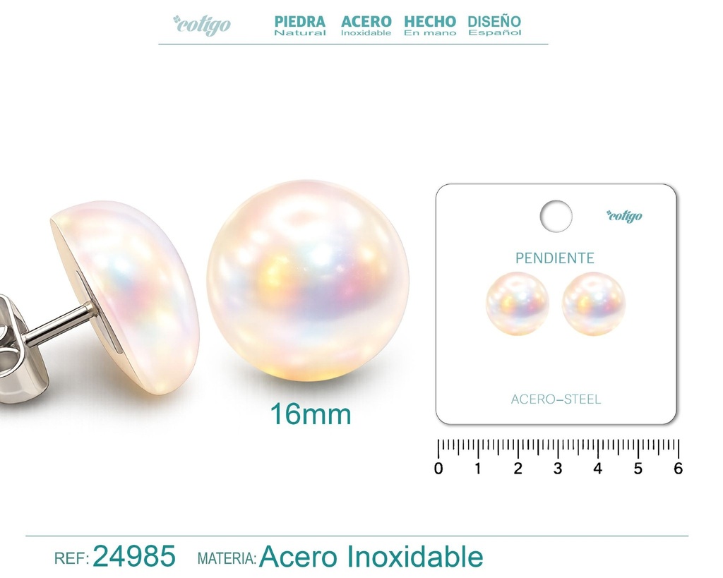 Pendiente de perla con accesorio de acero - Joyería y accesorios