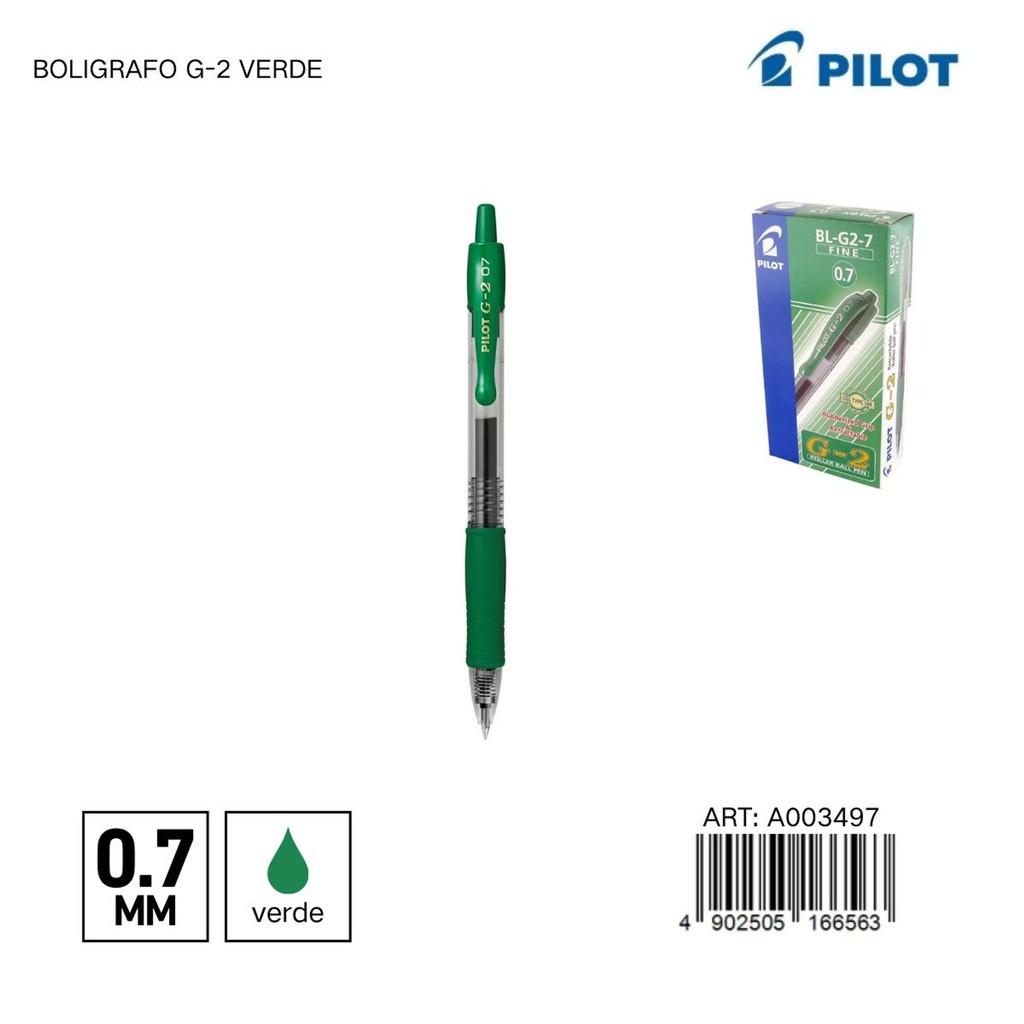Bolígrafo Pilot 0.7mm verde - Papelería y artículos de escritura