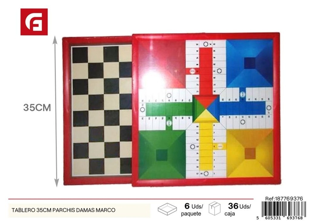 Tablero de 35cm Parchís con marco - Juguetes y juegos de mesa