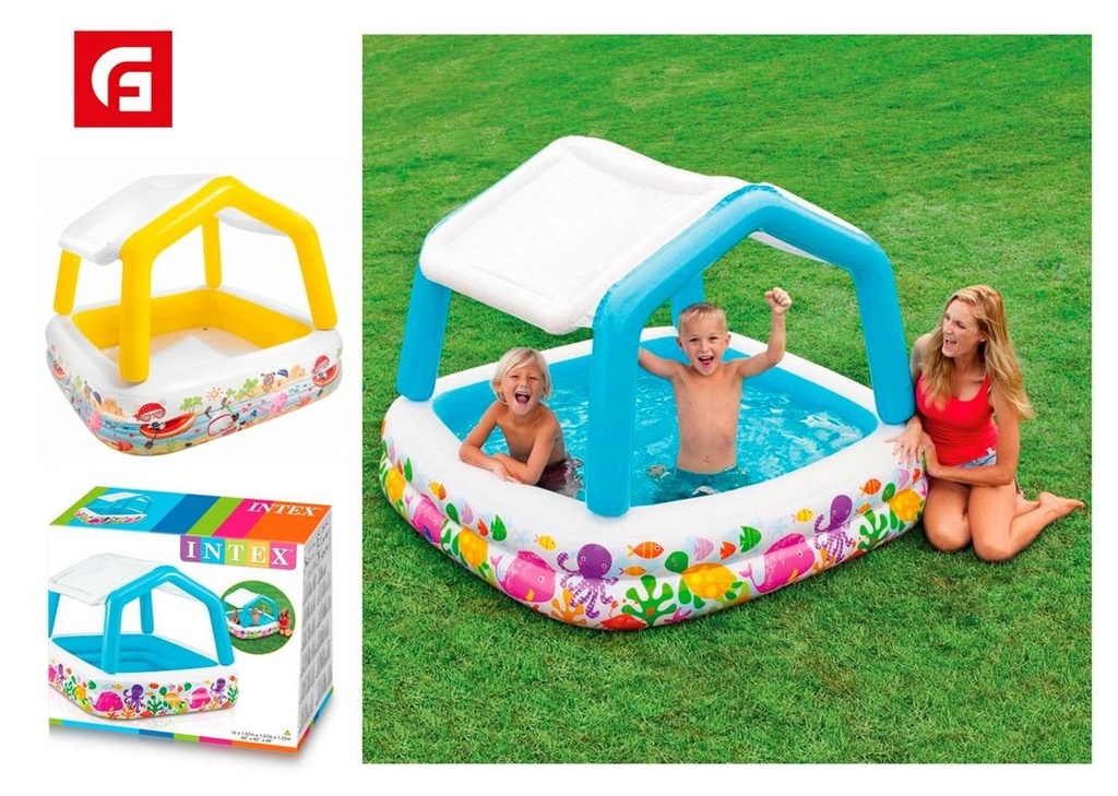 Piscina hinchable con toldo 157x157cm - Productos de verano e inflables infantiles