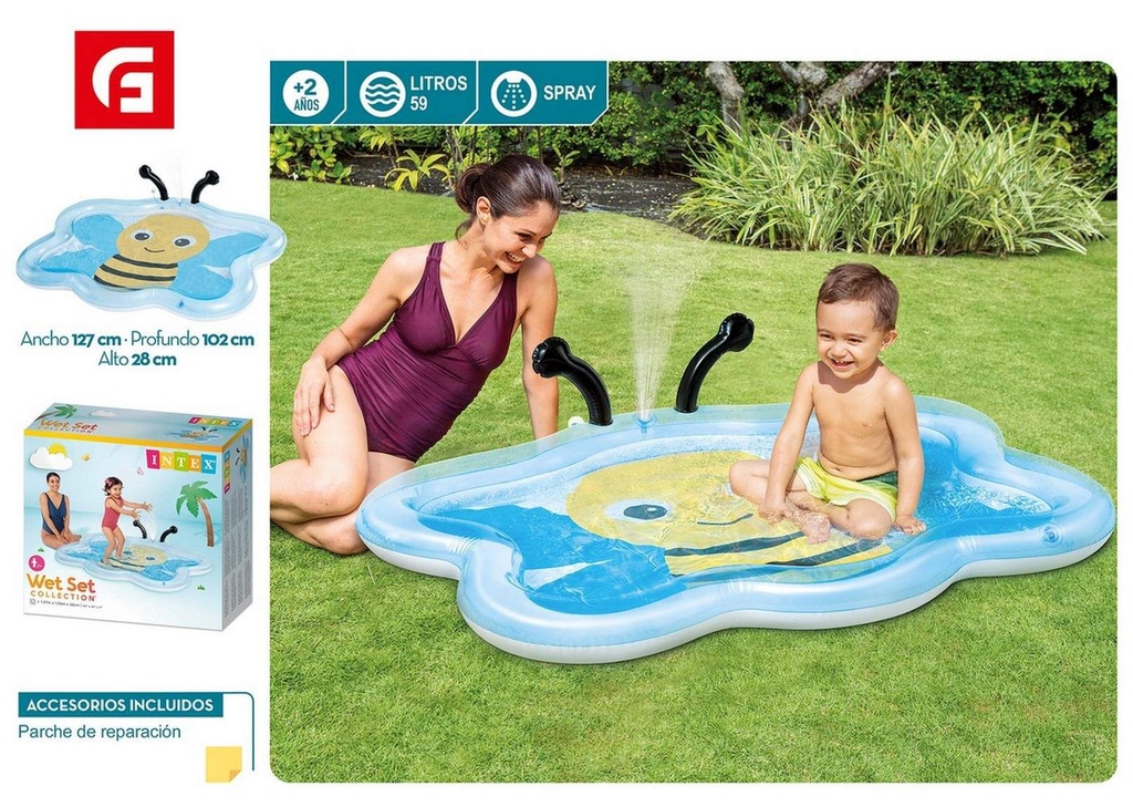 Piscina bebé con ducha abeja 127x102x28 cm - Diversión infantil