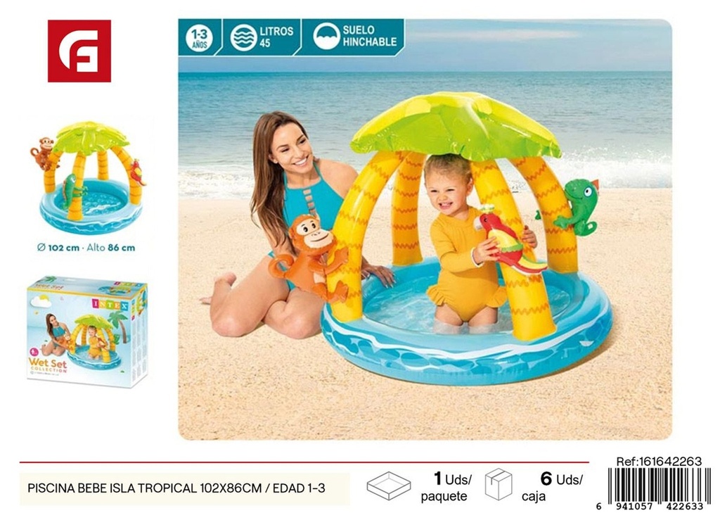 Piscina bebé isla tropical 102x86 cm / edad 1-3 años - Diversión infantil