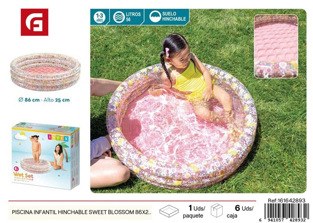 Piscina infantil hinchable Sweet Blossom 86x25 cm edad 1-3 años - Diversión acuática