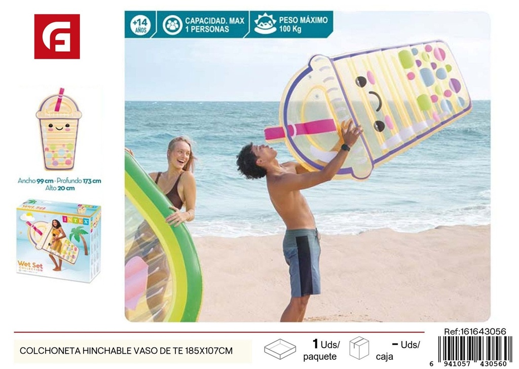 Colchoneta hinchable vaso de té 185x107 cm - Disfrute acuático