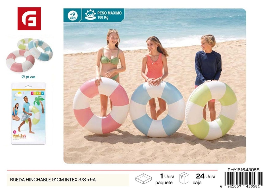 Rueda hinchable Intex 91 cm 3/s +9 años - Flotador infantil