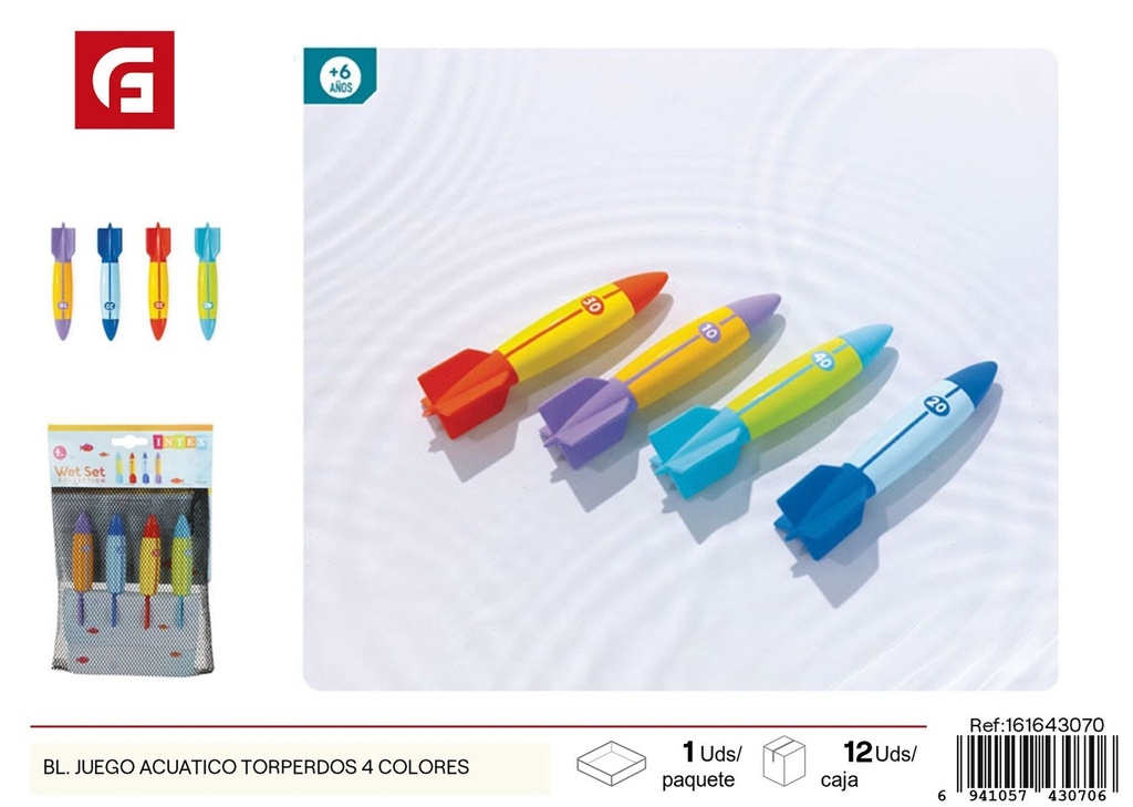 Juego acuático torpedos 4 colores - Diversión en el agua
