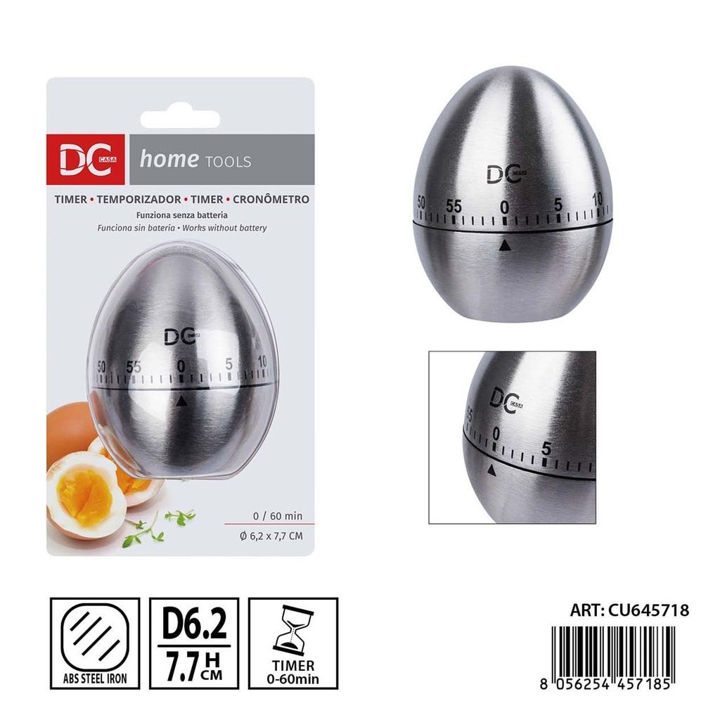 Temporizador de cocina de acero 6.2x7.7 cm - Utensilios de cocina y temporizadores