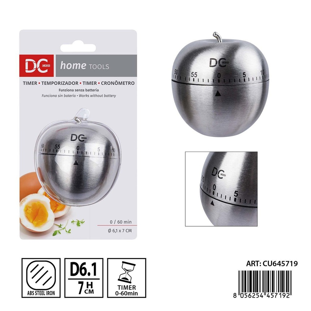 Temporizador de cocina de acero 6.1x7 cm - Utensilios de cocina y temporizadores