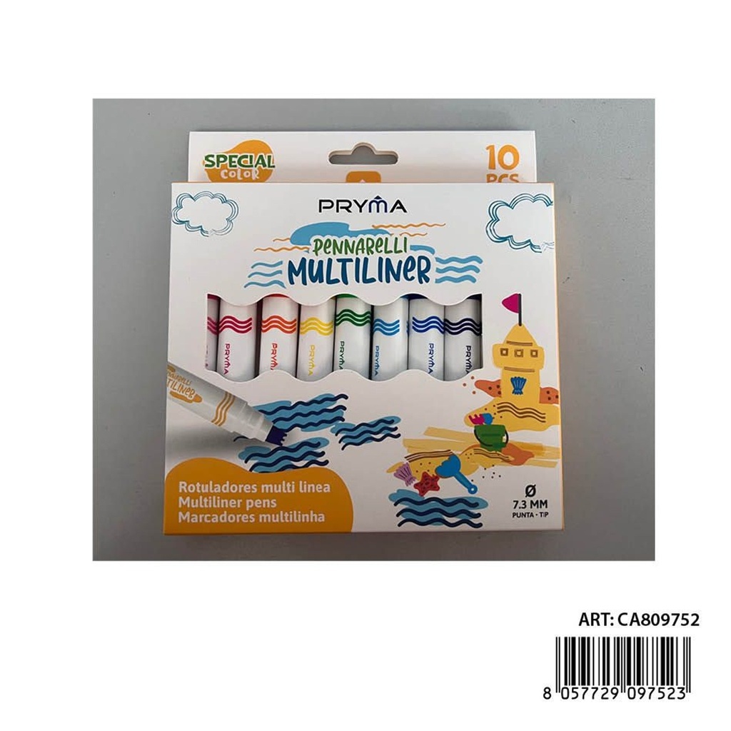 Ratolador multi línea 10 colores - Papelería de pintura