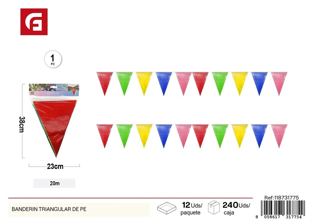 Banderín triangular de PE - Decoración de fiestas