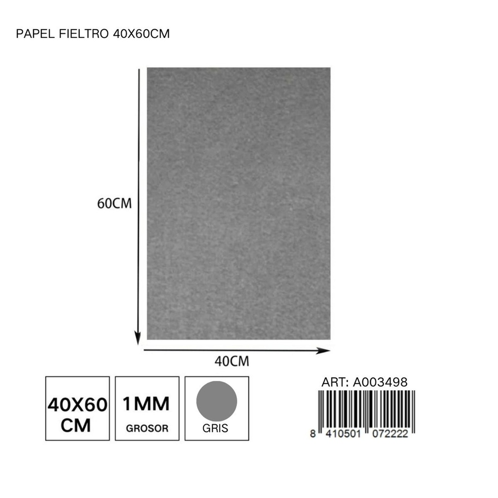 Papel fieltro 40x60 cm gris - Ideal para proyectos creativos