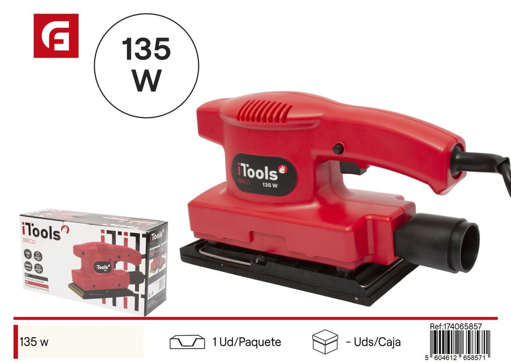 Lijadora orbital eléctrica 135W para trabajos de bricolaje