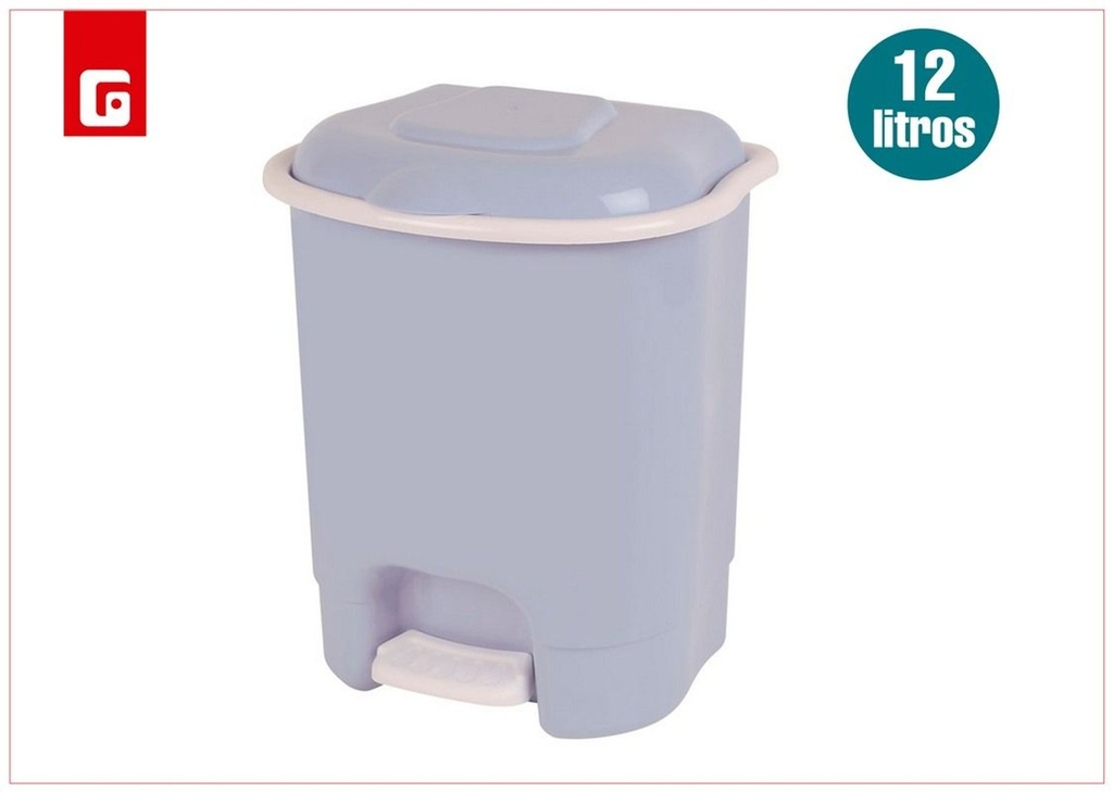 Cubo de basura pedal 12L gris claro - Papeleras de plástico y artículos para el hogar