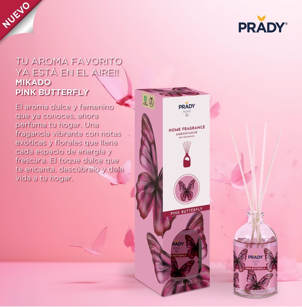 Ambientador Mikado Pink Butterfly Prady 100 ml - Perfumes y ambientadores