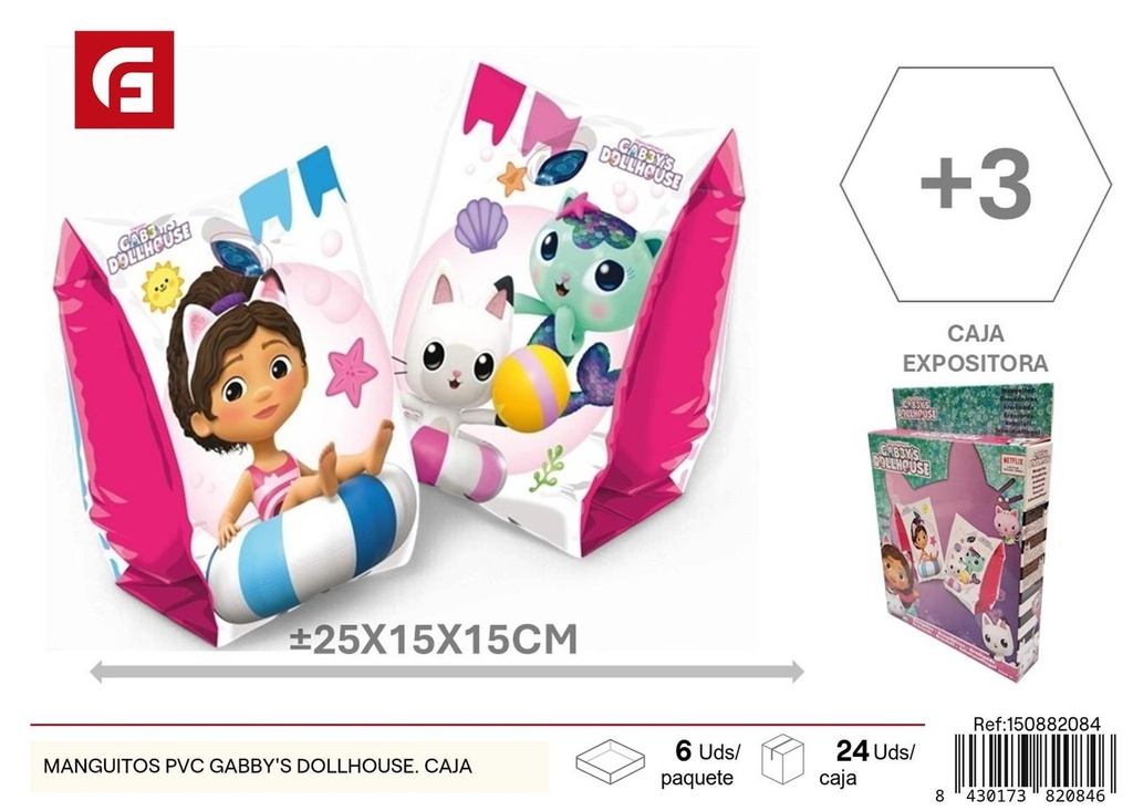 Manguitos de PVC Gabby's Dollhouse en caja - Accesorios de verano para niños