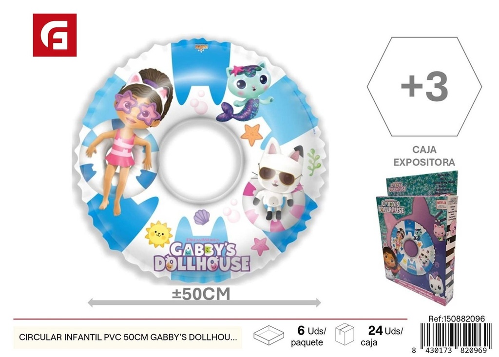Circular infantil de PVC 50 cm Gabby's Dollhouse en caja - Accesorios de verano para niños