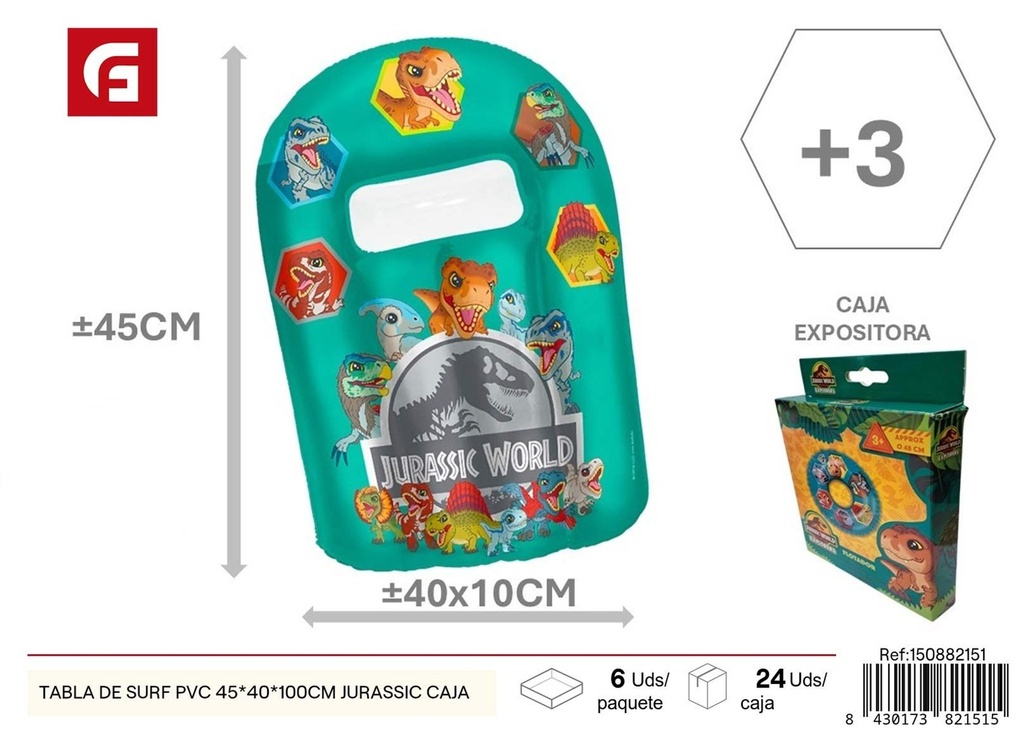 Tabla de surf PVC 45x40x100 cm - Jurassic