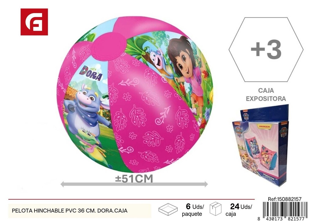 Pelota hinchable PVC 36 cm - Dora