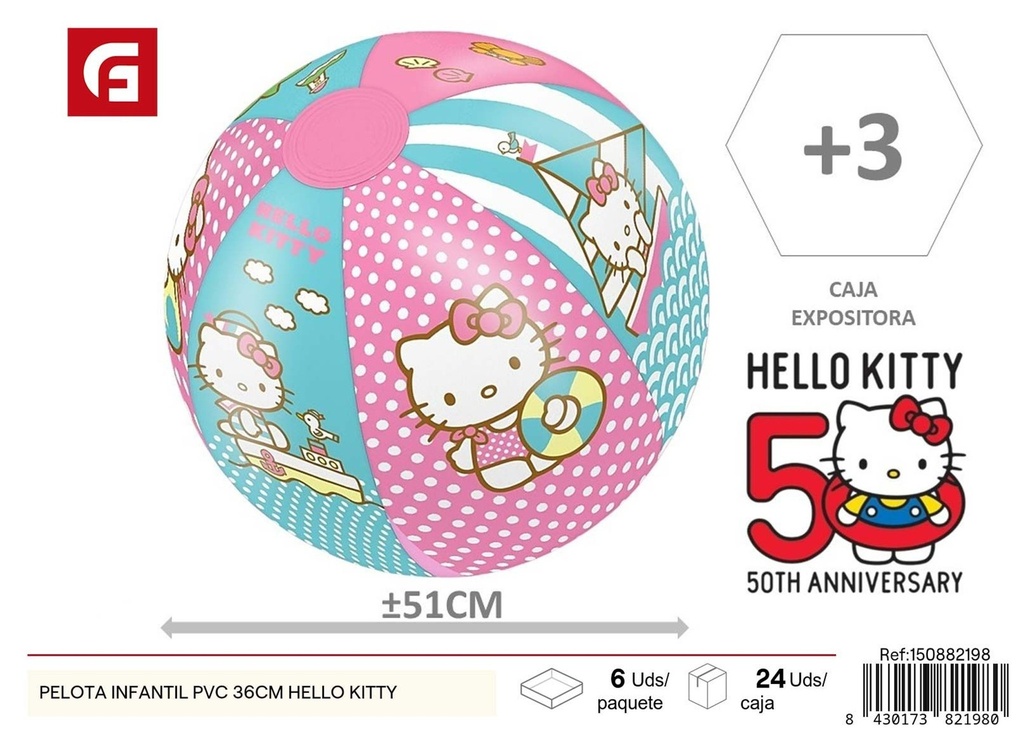 Pelota hinchable PVC 36 cm - Hello Kitty