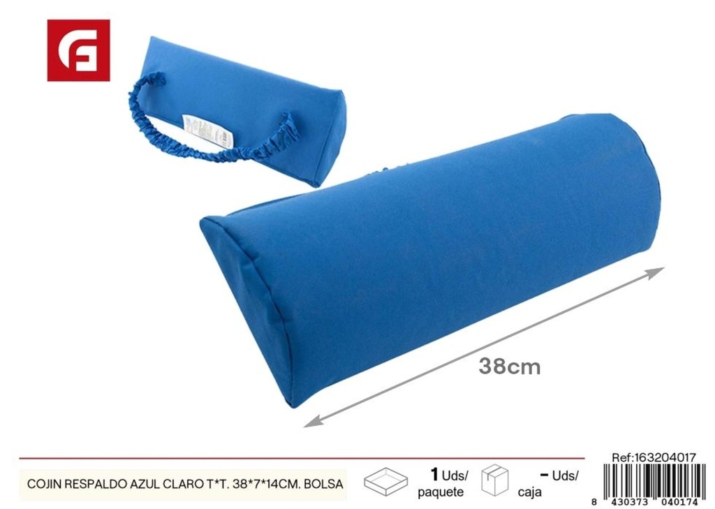 Cojín de respaldo azul claro 38x7x14 cm - Textiles de hogar y cojines de silla