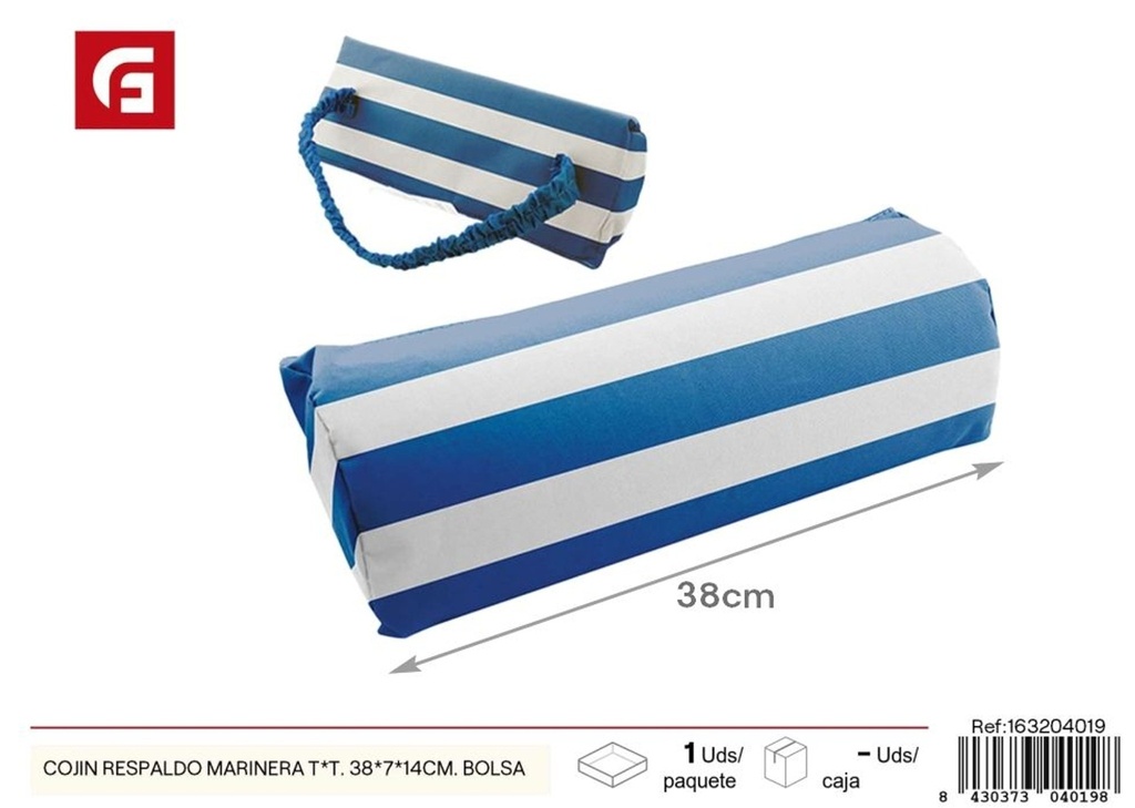 Cojín de respaldo marinero con rayas 38x7x14 cm - Textiles de hogar y cojines de silla