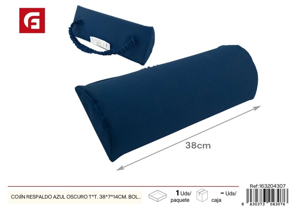Cojín de respaldo azul oscuro 38x7x14 cm - Textiles de hogar y cojines de silla