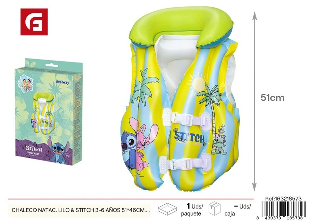 Chaleco natación Lilo & Stitch 3-6 años 51*46 cm - Accesorios de natación para niños