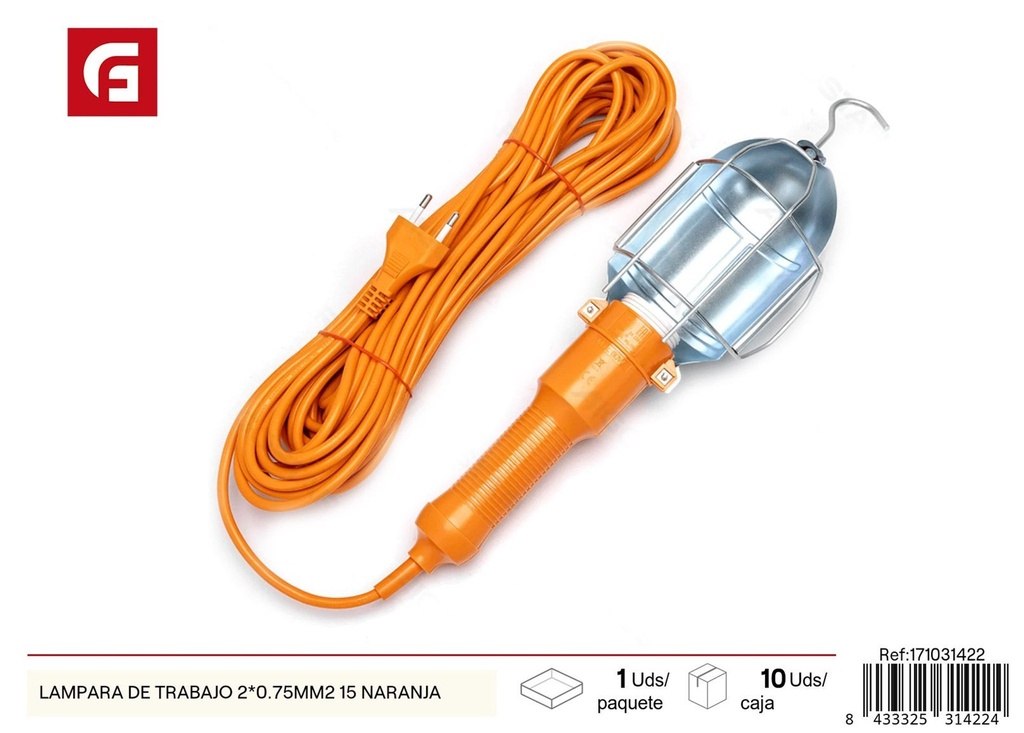 Lámpara de trabajo naranja 2*0.75mm2 15m - Iluminación industrial y portátil