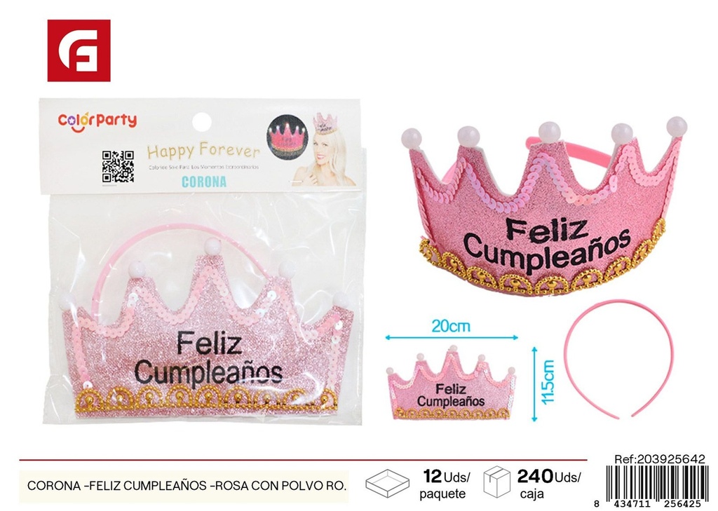 Coro de cumpleaños feliz rosa con polvo rosa y luces - Artículos de fiesta