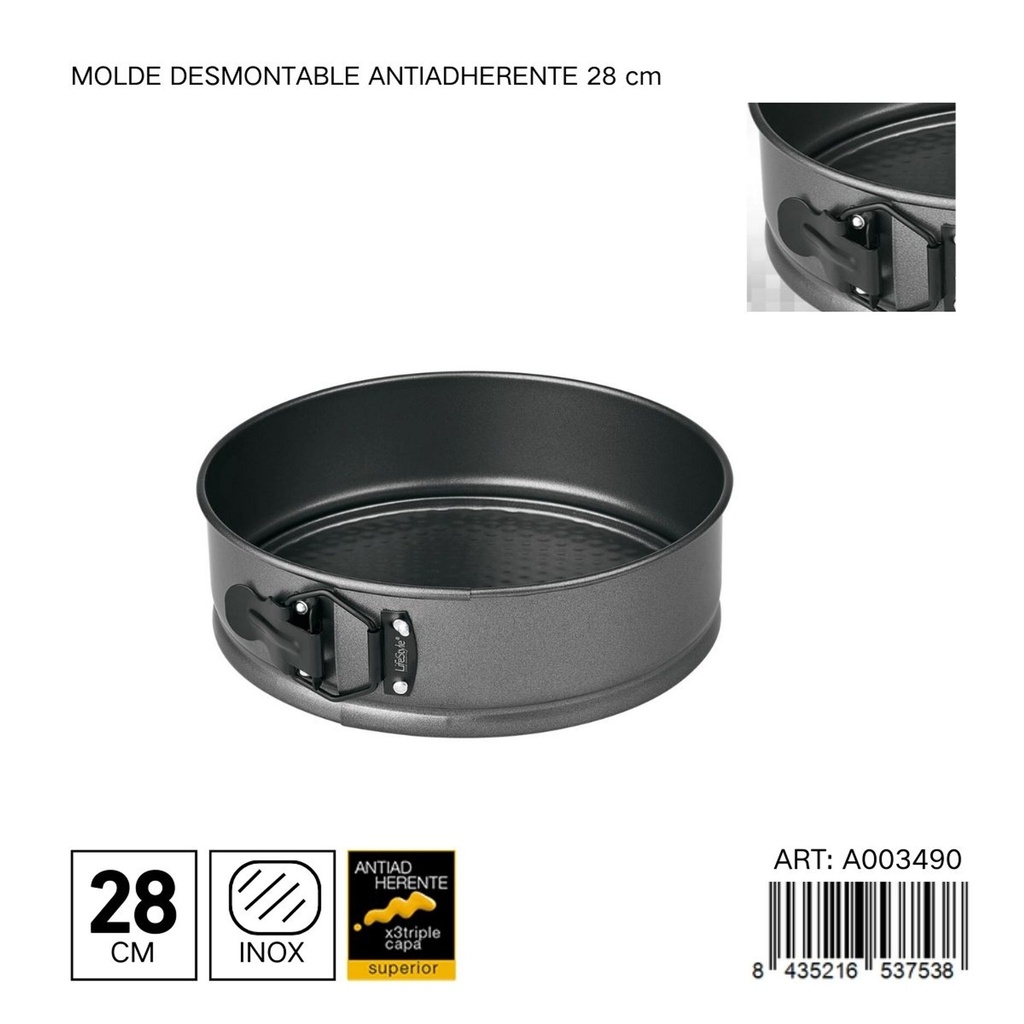 Molde desmoldable antiadherente redondo 28 cm - Utensilios para repostería