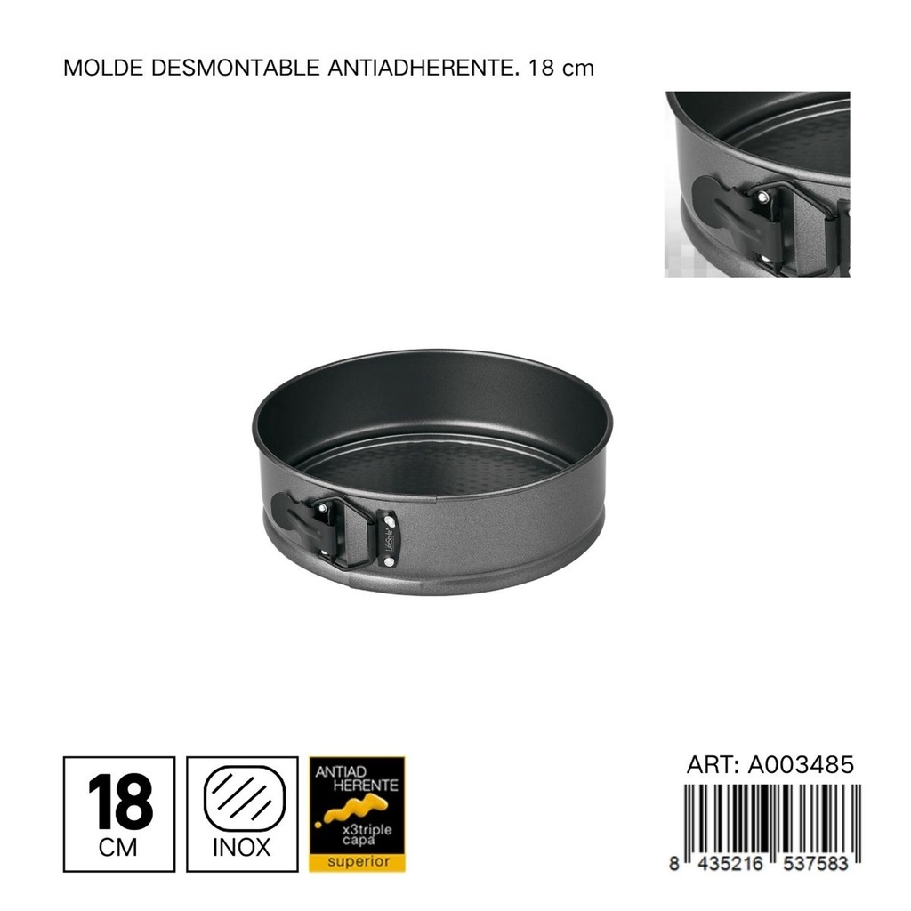 Molde desmoldable antiadherente redondo 18 cm - Utensilios para repostería