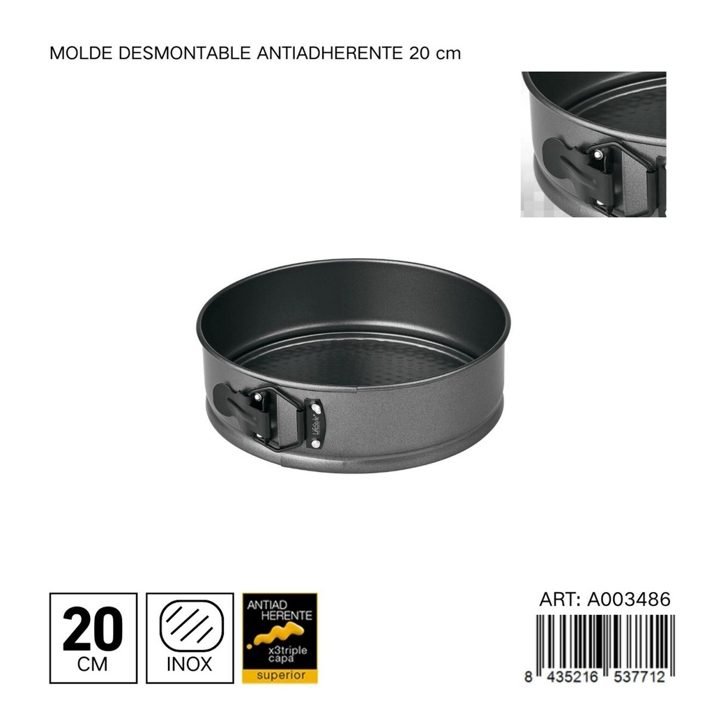 Molde desmoldable antiadherente redondo 20 cm - Utensilios para repostería
