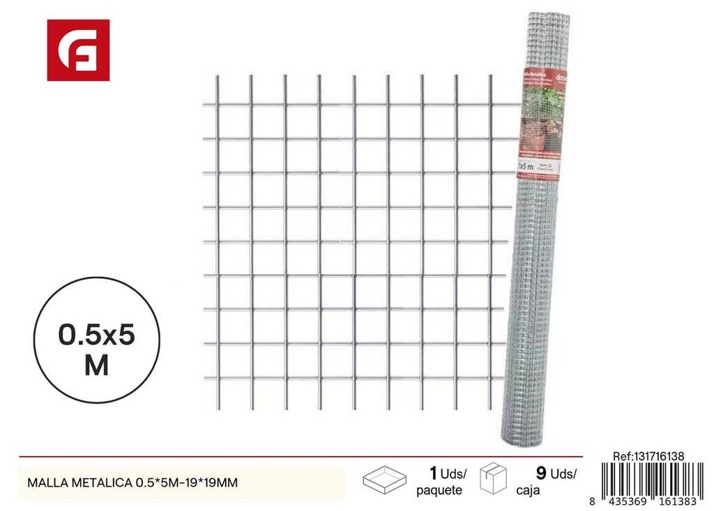MALLA METALICA 0.5*5M-19*19MM - Material de jardinería y construcción