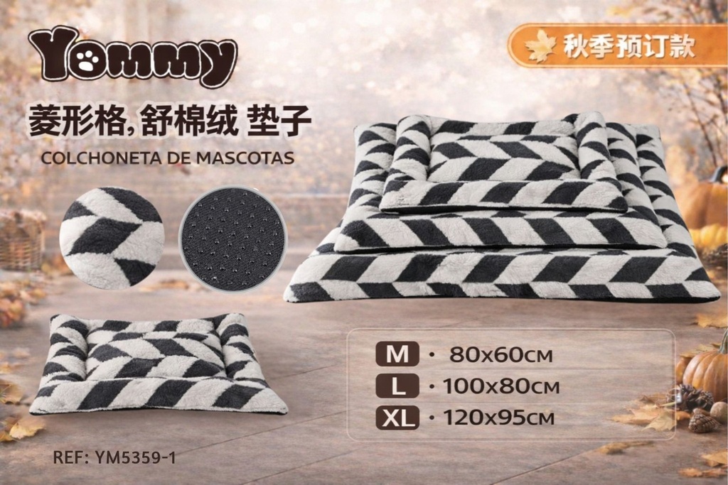 Colchoneta de felpa en diseño de diamantes gris - Accesorios suaves para descansar