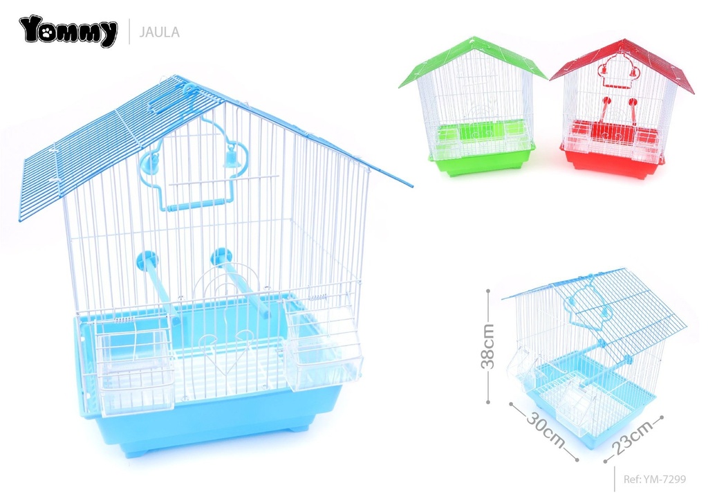Jaula para mascotas con techo a dos aguas 30x23x38 cm - Espacio seguro para aves