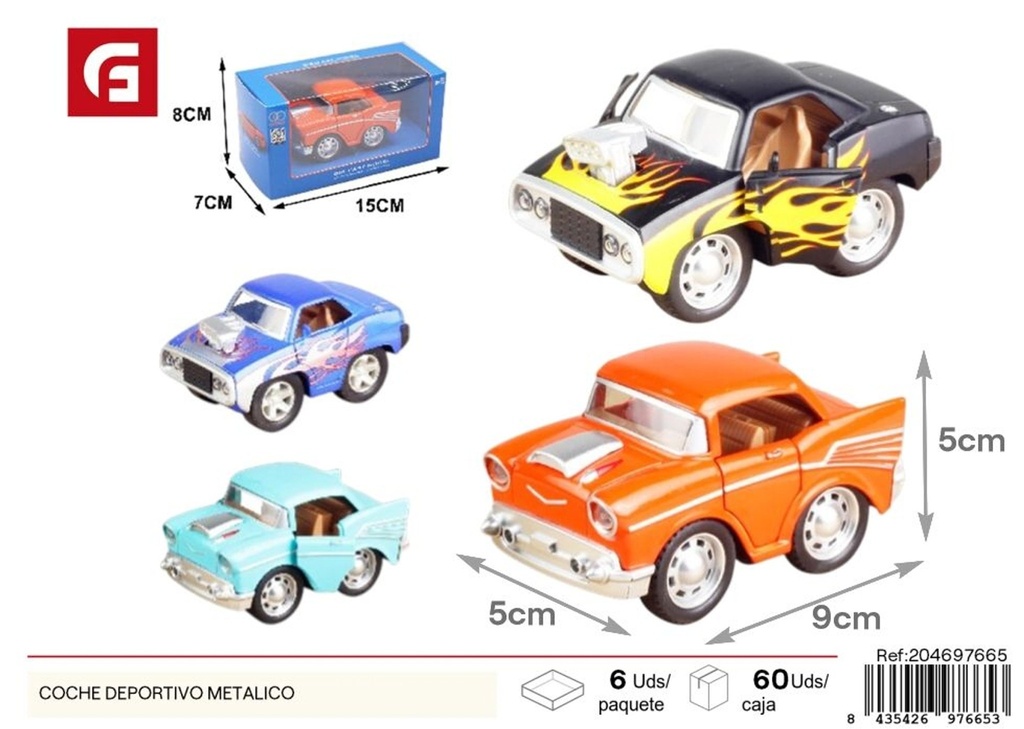Coche deportivo metálico de juguete - Vehículo de carreras para niños