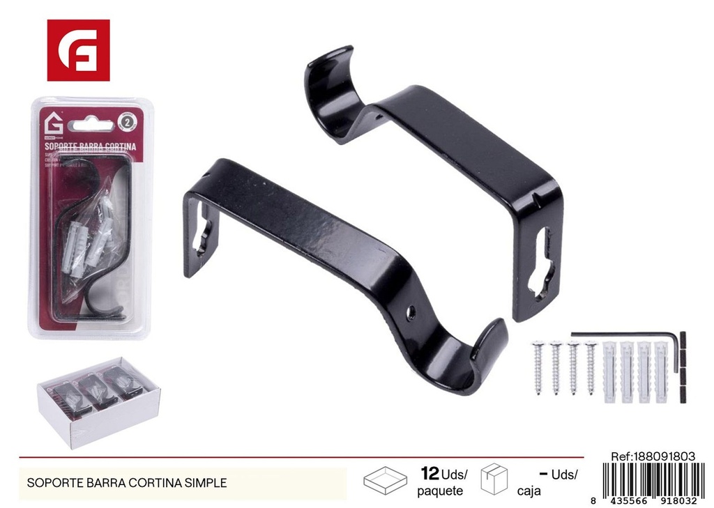 Soporte barra cortina simple - Accesorios de baño