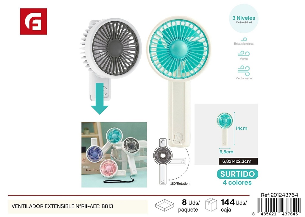 Ventilador extensible Nº RII AEE: 8813 - Ventilador adaptable y portátil
