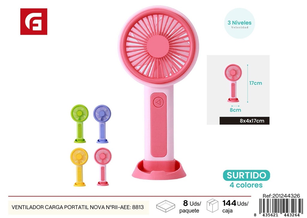 Ventilador portátil Nova Nº RII AEE: 8813 - Ventiladores recargables para verano