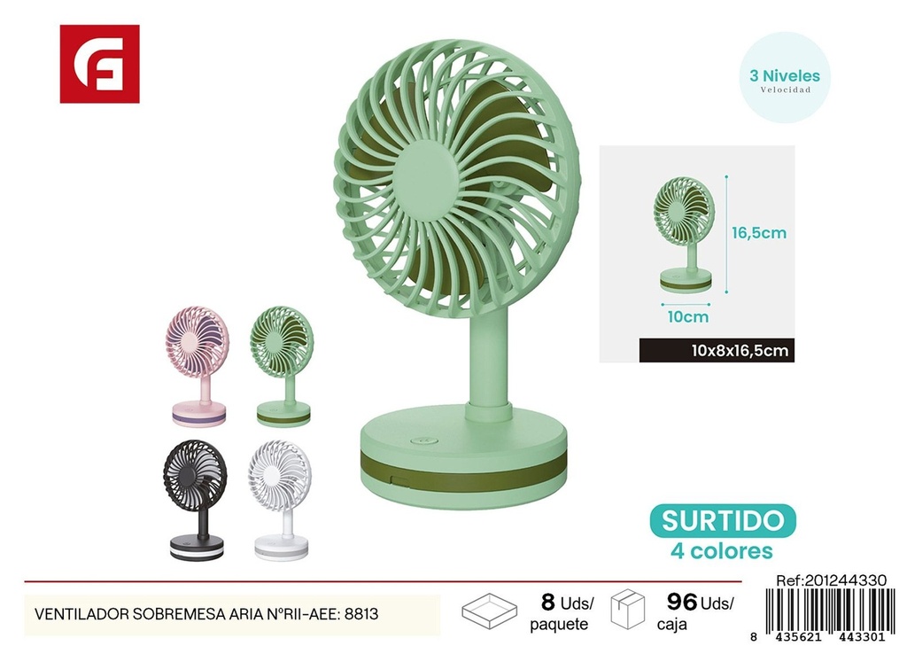 Ventilador de sobremesa Aria Nº RII AEE: 8813 - Ventilador de escritorio decorativo