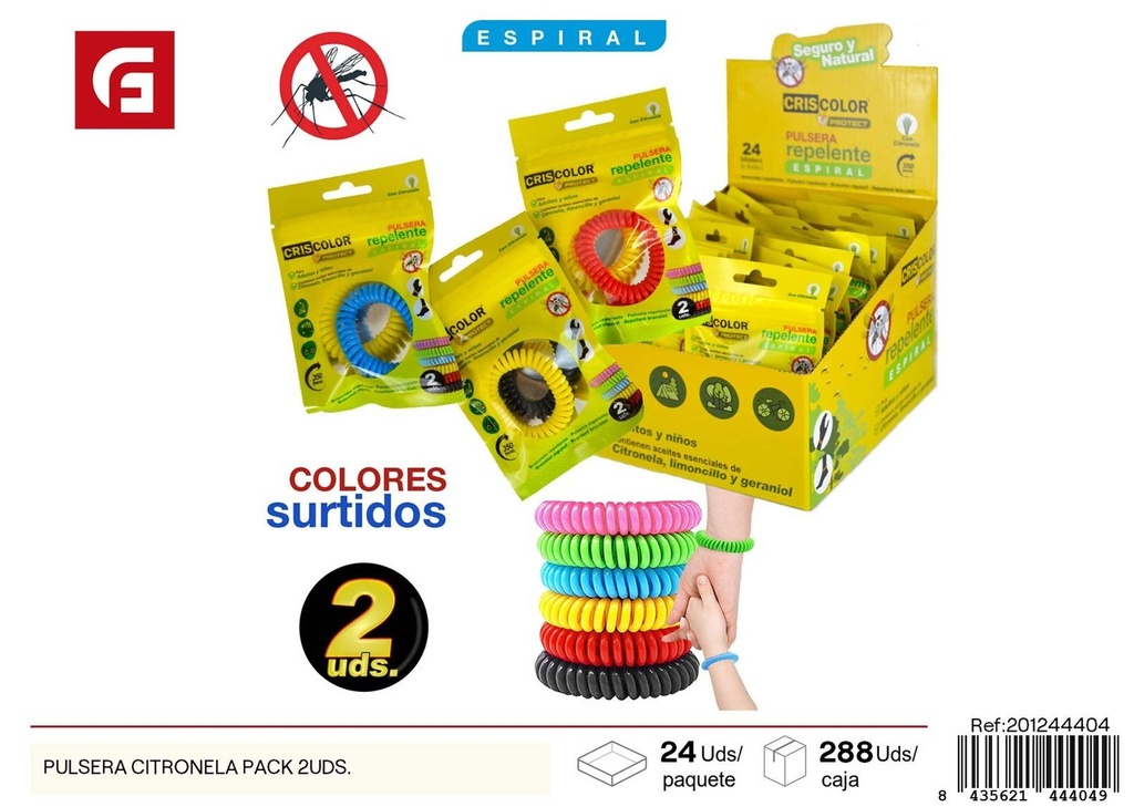 Pulsera de citronela pack 2 uds. - Repelente de insectos portátil