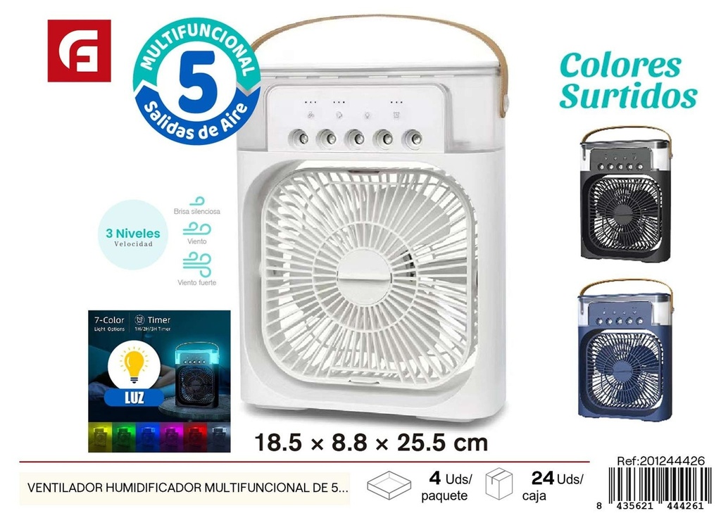 Ventilador humidificador multifuncional grande de 5 salidas - Ventiladores para verano