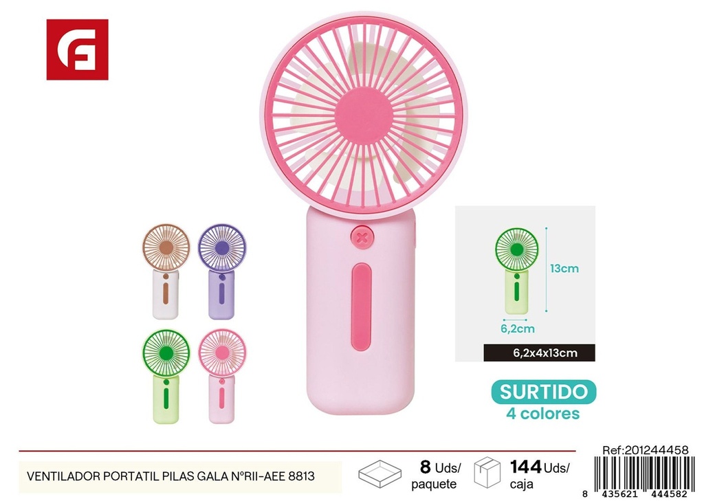 Ventilador portátil a pilas GALA Nº RII AEE: 8813 - Ventiladores para verano