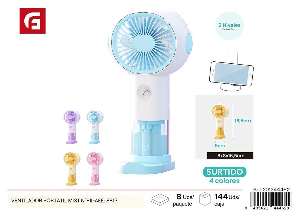 Ventilador portátil MIST Nº RII AEE: 8813 - Ventiladores prácticos para verano