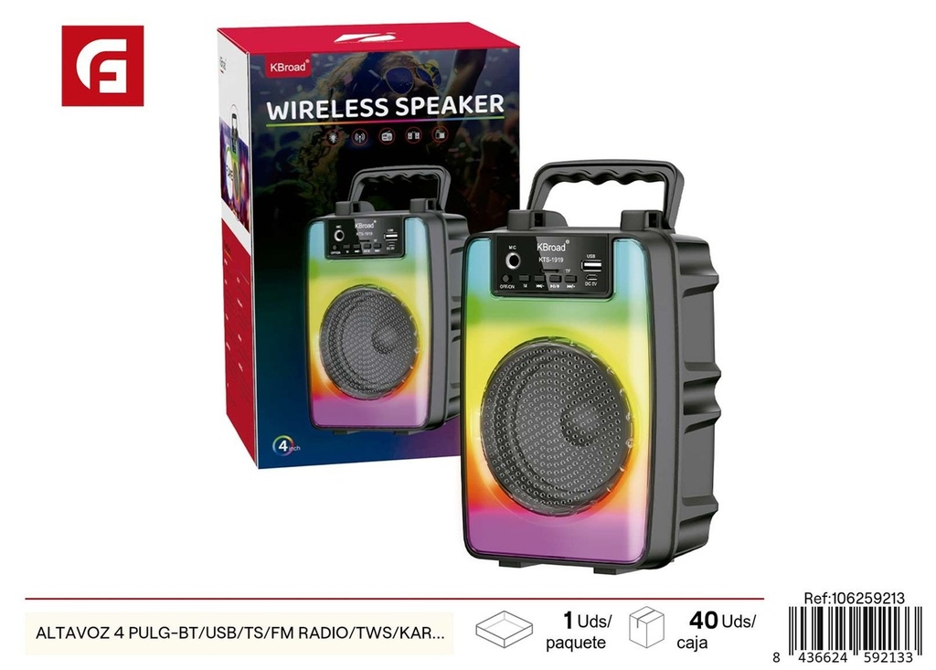 Altavoz Bluetooth 4 pulgadas con USB/FM/Radio/TWS - Electrónica