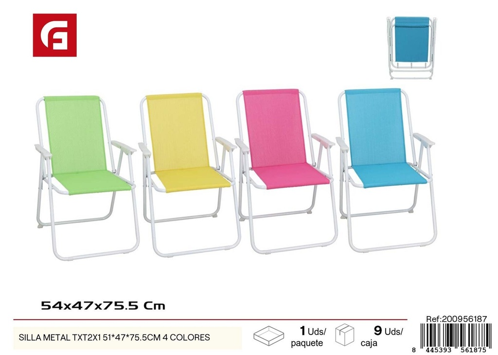 Silla de metal TXT2X1 51x47x75.5 cm 4 colores - Muebles de verano y sillas de playa