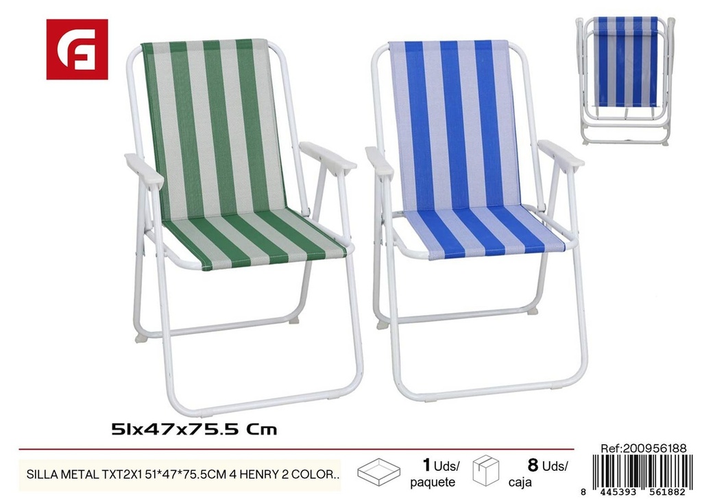 Silla de metal TXT2X1 51x47x75.5 cm Henry 2 colores - Muebles de verano y sillas de playa