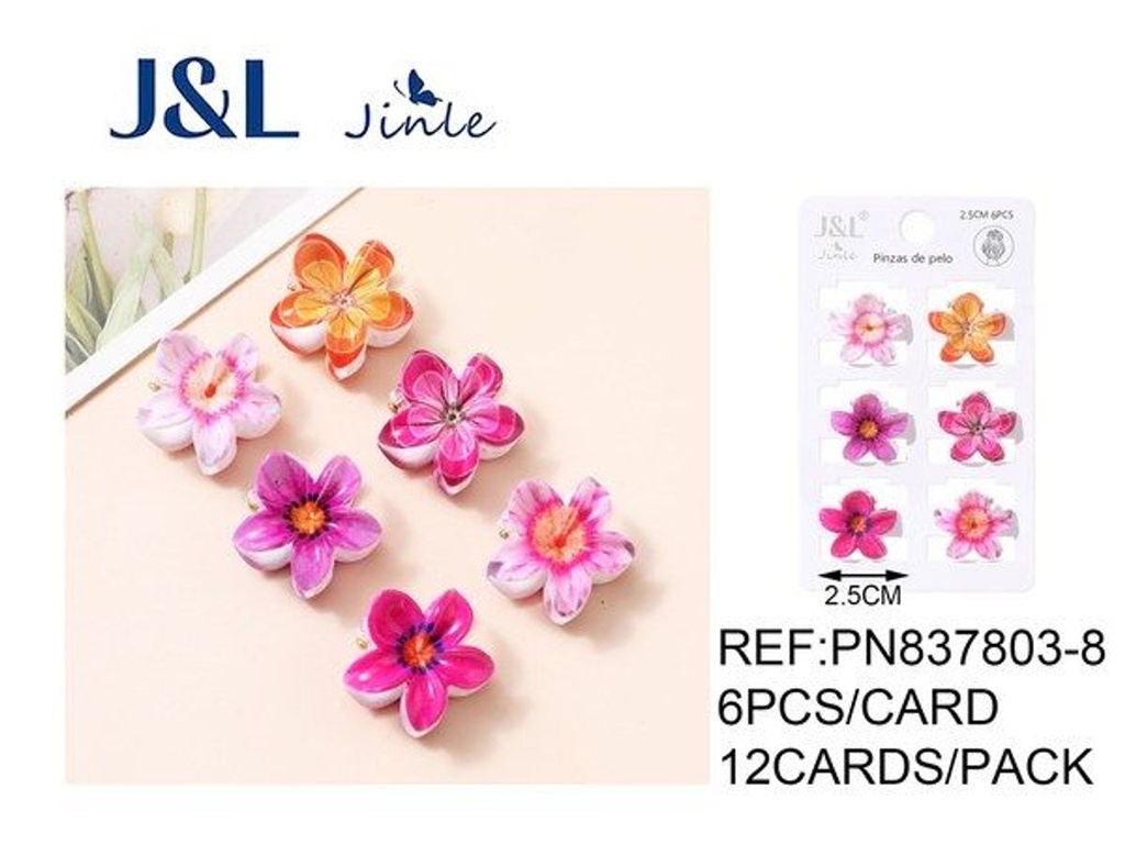 Pack de 6 mini pinzas flor de 2.5 cm - Accesorios para el cabello y ornamentos